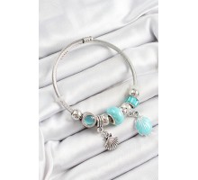 316L Çelik Mavi İstiridye Model Gümüş Renk Charm Bileklik - TJ-BB7271