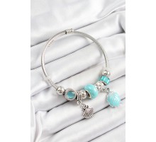 316L Çelik Mavi İstiridye Model Gümüş Renk Charm Bileklik - TJ-BB7271