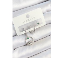 Pirinç Zirkon Taşlı Göz Ve Baykuş Model Gümüş Renk 3'lü Çift Kadın Küpe Set - TJ-BKP10795