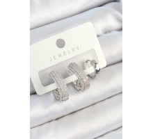 Pirinç Zirkon Taşlı Damla Model Gümüş Renk 3'lü Çift Kadın Küpe Set - TJ-BKP10805