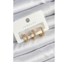 Pirinç Zirkon Taşlı Yıldız Model Gold Renk 3'lü Çift Kadın Küpe Set - TJ-BKP10836