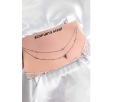 316L Çelik Zirkon Taşlı Damla Model Gümüş Renk Göbek Zinciri - TJ-BKGZ10341