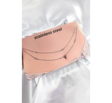 316L Çelik Zirkon Taşlı Damla Model Gümüş Renk Göbek Zinciri - TJ-BKGZ10341