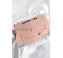 316L Çelik Zirkon Taşlı Kutup Yıldızı Model Gold Renk Göbek Zinciri - TJ-BKGZ10344