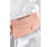 316L Çelik Zirkon Taşlı Damla Model Gold Renk Göbek Zinciri - TJ-BKGZ10342