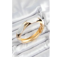 Pirinç Beyaz Mineli Baklava Model Gold Renk Kadın Kelepçe - TJ-BB7327