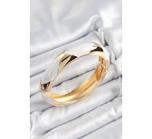 Pirinç Beyaz Mineli Baklava Model Gold Renk Kadın Kelepçe - TJ-BB7327