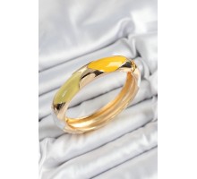 Pirinç Beyaz Yeşil Sarı Mineli Baklava Model Gold Renk Kadın Kelepçe - TJ-BB7328