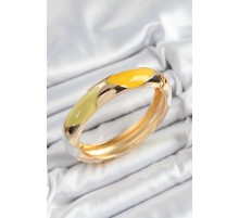 Pirinç Beyaz Yeşil Sarı Mineli Baklava Model Gold Renk Kadın Kelepçe - TJ-BB7328