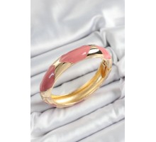 Pirinç Pembe Mineli Baklava Model Gold Renk Kadın Kelepçe - TJ-BB7329