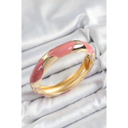 Pirinç Pembe Mineli Baklava Model Gold Renk Kadın Kelepçe TJ-BB7329