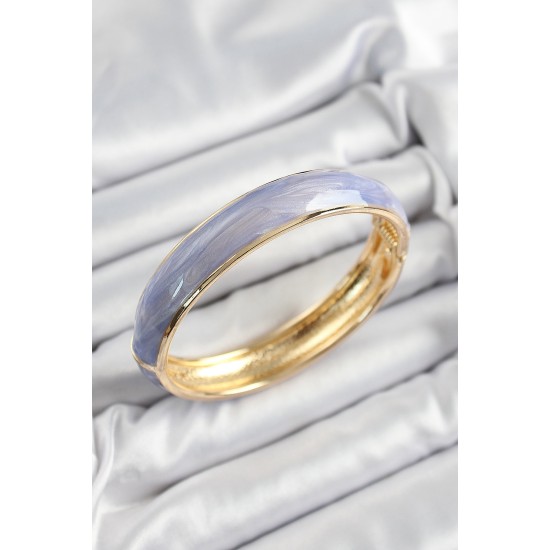 Pirinç Mavi Mor Mineli Mermer Desen Model Gold Renk Kadın Kelepçe - TJ-BB7331