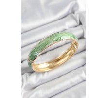 Pirinç Mavi Yeşil Mineli Mermer Desen Model Gold Renk Kadın Kelepçe - TJ-BB7332