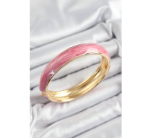 Pirinç Pembe Mineli Mermer Desen Model Gold Renk Kadın Kelepçe - TJ-BB7333
