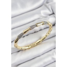 Pirinç Zirkon Taşlı Kemik Model Gold Renk Vip Kadın Bileklik TJ-BB7339