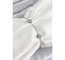 316L Çelik Yonca Model Gümüş Renk Kadın Bileklik - TJ-BB7362