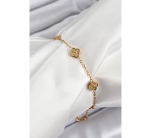 316L Çelik Yonca Model Gold Renk Kadın Bileklik - TJ-BB7363