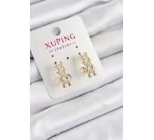 Xuping Zirkon Taşlı Sıralı Damla Model Gold Renk Kadın Küpe - TJ-BKP10839