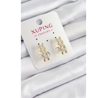 Xuping Zirkon Taşlı Sıralı Damla Model Gold Renk Kadın Küpe - TJ-BKP10839