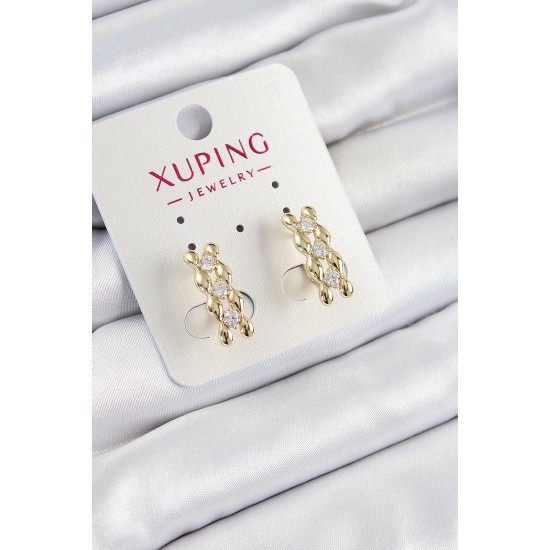 Xuping Zirkon Taşlı Sıralı Damla Model Gold Renk Kadın Küpe - TJ-BKP10839