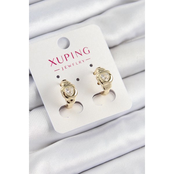 Xuping Zirkon Taşlı Kalp Model Gold Renk Kadın Küpe - TJ-BKP10840