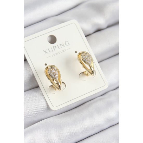 Xuping Zirkon Taşlı Damla Model Gold Renk Kadın Küpe - TJ-BKP10844