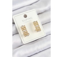 Xuping Zirkon Taşlı Dikdörtgen Model Gold Renk Kadın Küpe - TJ-BKP10847