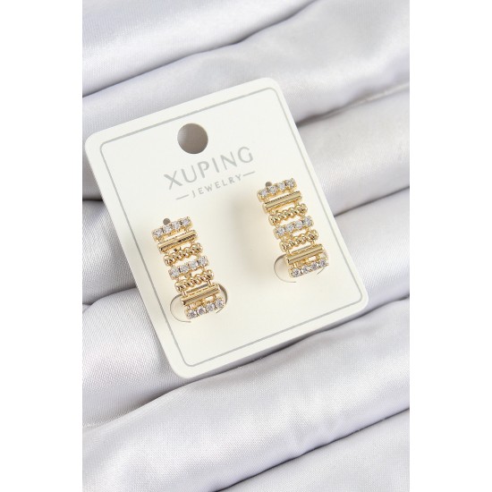 Xuping Zirkon Taşlı Dikdörtgen Model Gold Renk Kadın Küpe - TJ-BKP10847