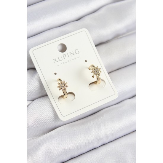 Xuping Zirkon Taşlı Çiçek Model Gold Renk Kadın Küpe - TJ-BKP10849
