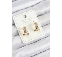 Xuping Zirkon Taşlı Geometrik Desenli Halka Model Gold Renk Kadın Küpe - TJ-BKP10850