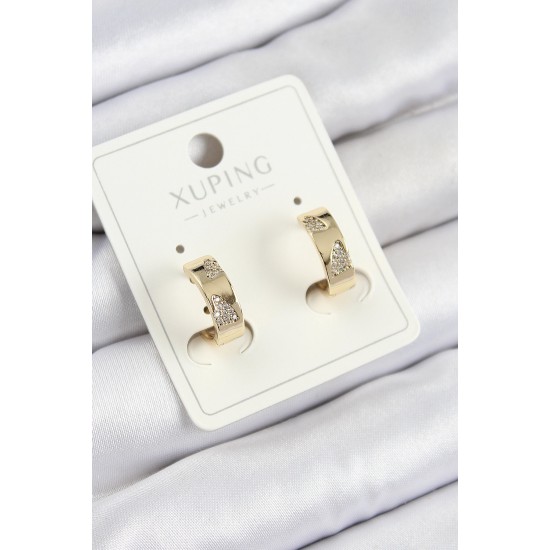 Xuping Zirkon Taşlı Desenli Halka Model Gold Renk Kadın Küpe - TJ-BKP10851