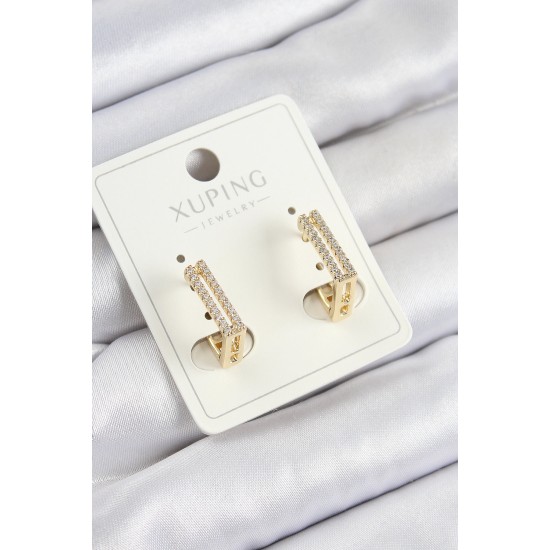 Xuping Zirkon Taşlı Dikdörtgen Model Gold Renk Kadın Küpe - TJ-BKP10854