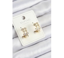 Xuping Zirkon Taşlı Baklava Model Gold Renk Kadın Küpe - TJ-BKP10855