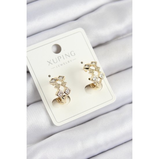 Xuping Zirkon Taşlı Baklava Model Gold Renk Kadın Küpe - TJ-BKP10855