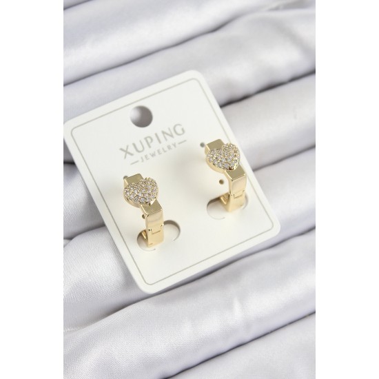 Xuping Zirkon Taşlı Kalp Model Gold Renk Kadın Küpe - TJ-BKP10857