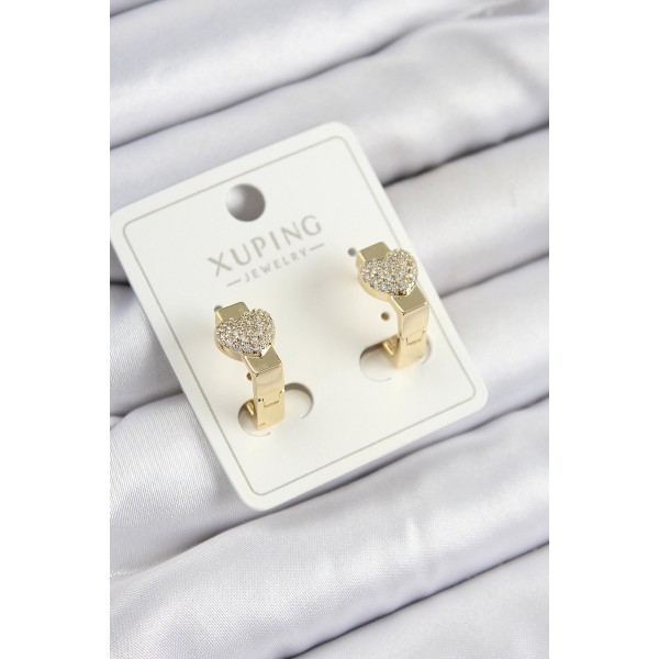 Xuping Zirkon Taşlı Kalp Model Gold Renk Kadın Küpe - TJ-BKP10857