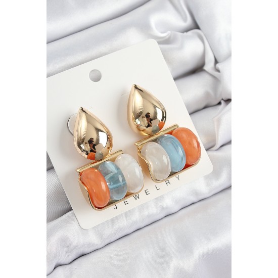 Pirinç Karışık Renk Vintage Model Kadın Küpe - TJ-BKP10864