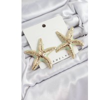 Pirinç Su Yeşili Deniz Yıldızı Model Vintage Kadın Küpe - TJ-BKP10868