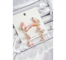 Pirinç Sedef Sallantılı Mermer Desenli Kelebek Model Gold Renk Vintage Kadın Küpe - TJ-BKP10869