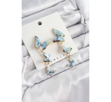 Pirinç Sedef Sallantılı Mermer Desenli Kelebek Model Gold Renk Vintage Kadın Küpe - TJ-BKP10870