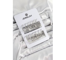 Pirinç Karışık Halka Model Gümüş Renk 6 Çift Kadın Küpe Set - TJ-BKP10876
