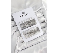 Pirinç Karışık Halka Model Gümüş Renk 6 Çift Kadın Küpe Set TJ-BKP10876