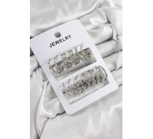 Pirinç Karışık Halka Model Gümüş Renk 6 Çift Kadın Küpe Set - TJ-BKP10878