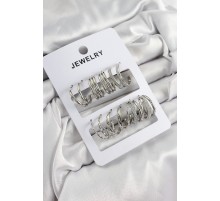 Pirinç Karışık Halka Model Gümüş Renk 6 Çift Kadın Küpe Set - TJ-BKP10878