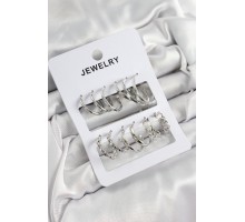 Pirinç Karışık Halka Model Gümüş Renk 6 Çift Kadın Küpe Set - TJ-BKP10879