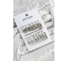 Pirinç Karışık Halka Model Gümüş Renk 6 Çift Kadın Küpe Set - TJ-BKP10881