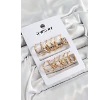 Pirinç Karışık Halka Model Gold Renk 6 Çift Kadın Küpe Set - TJ-BKP10882