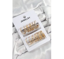 Pirinç Karışık Halka Model Gold Renk 6 Çift Kadın Küpe Set - TJ-BKP10883