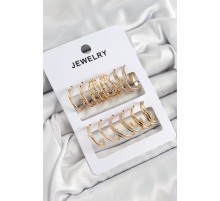 Pirinç Karışık Halka Model Gold Renk 6 Çift Kadın Küpe Set - TJ-BKP10884