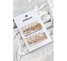 Pirinç Karışık Halka Model Gold Renk 6 Çift Kadın Küpe Set - TJ-BKP10887